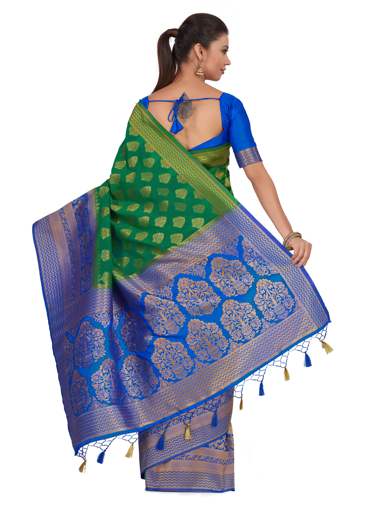 Mimosa Womens Art Silk Saree Kanjivaram Rama Color