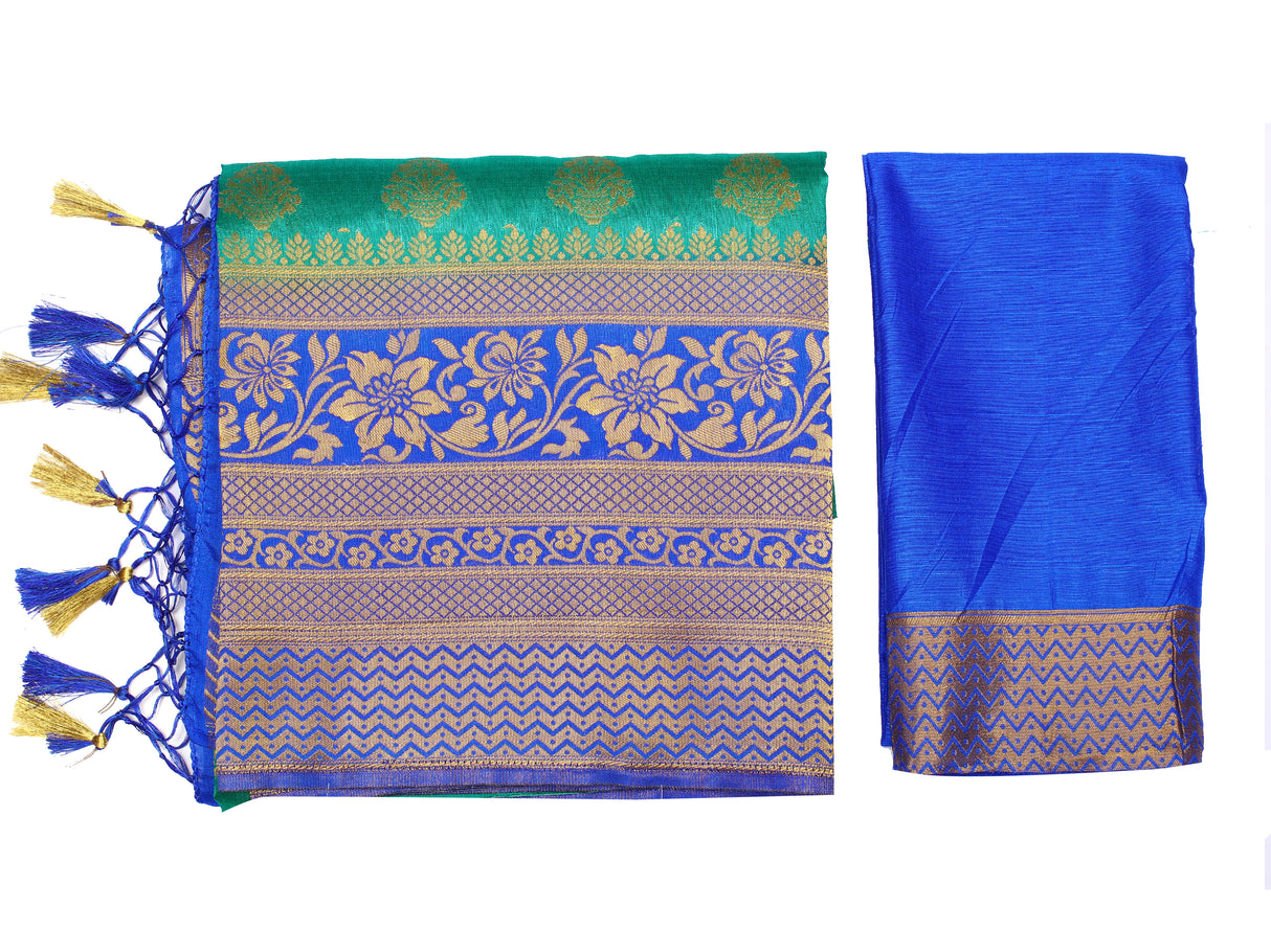 Mimosa Womens Art Silk Saree Kanjivaram Rama Color