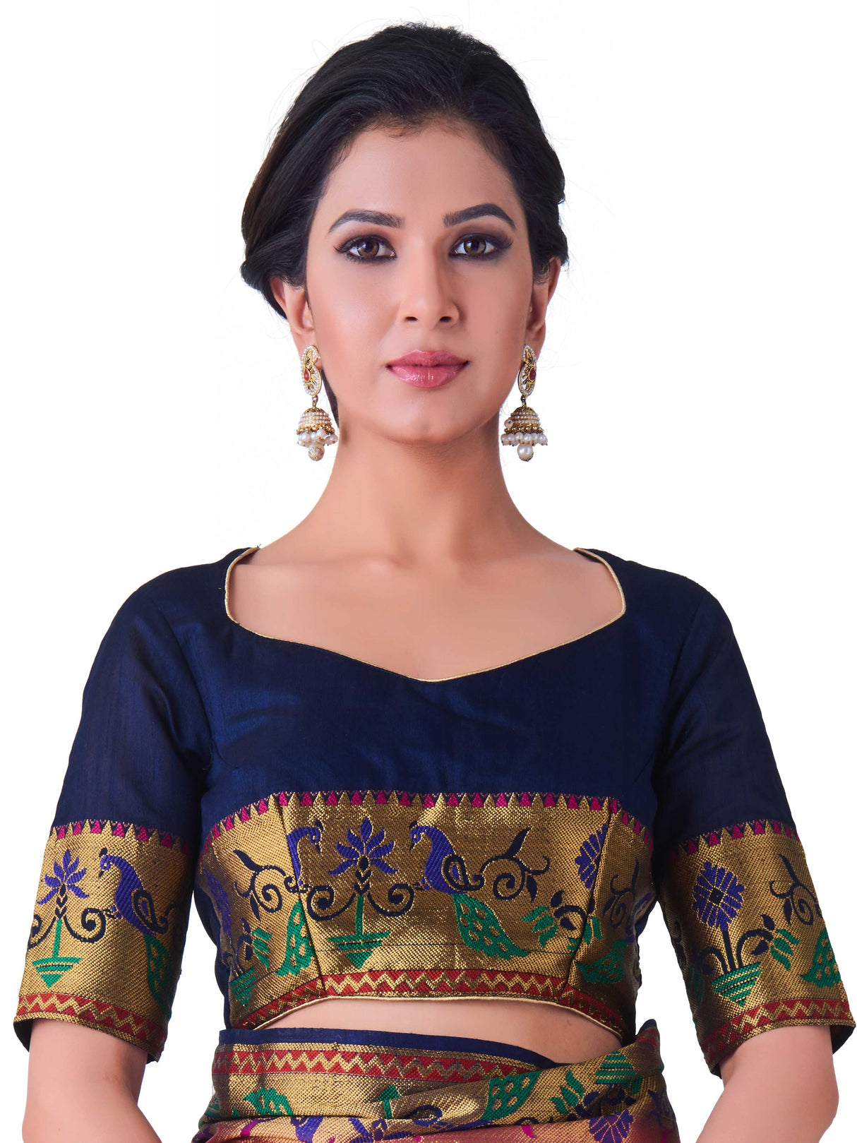 Mimosa Womens Art Silk Saree Paithani Rani Color