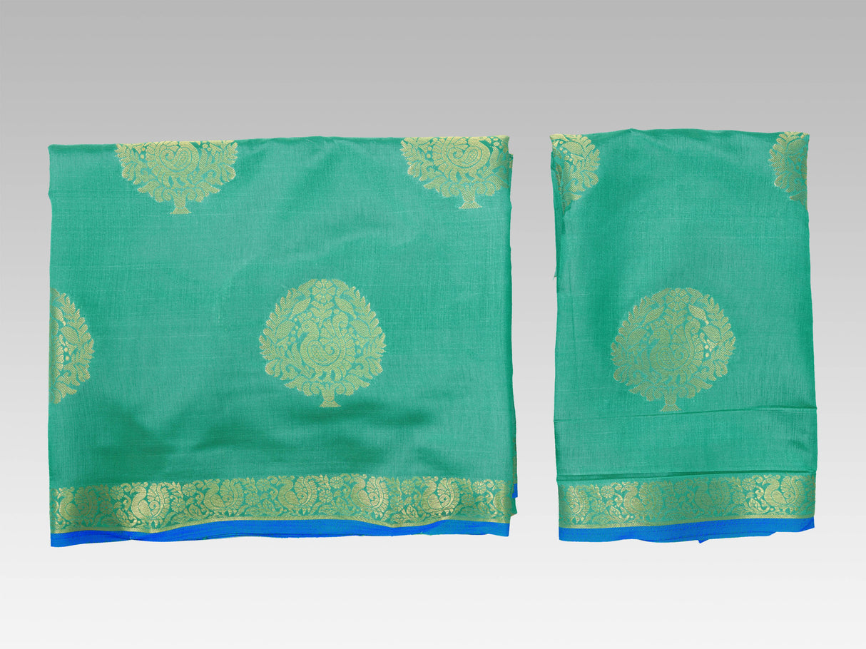 Mimosa Womens Tussar Silk Saree Kanjivaram style Rama Color