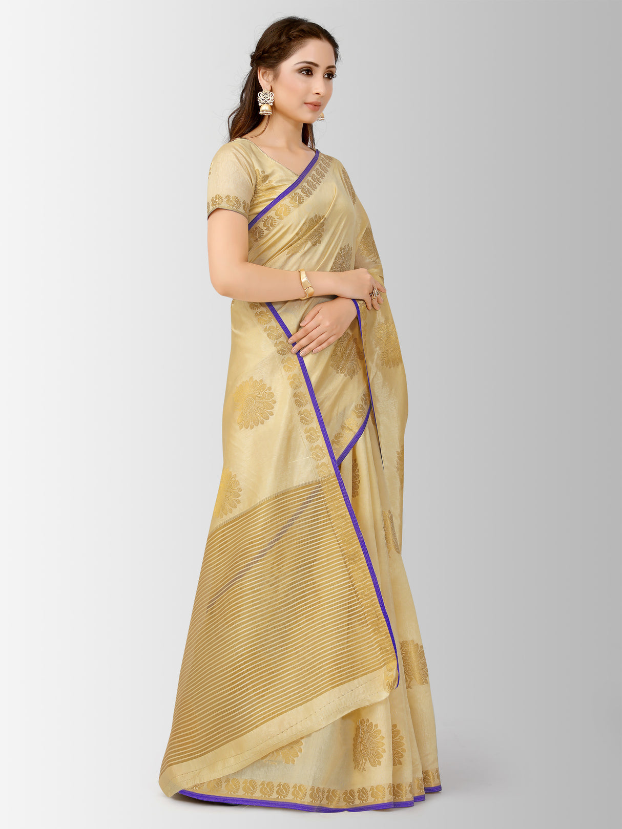 Mimosa Womens Tussar Silk Saree Kanjivaram style Tusser Color