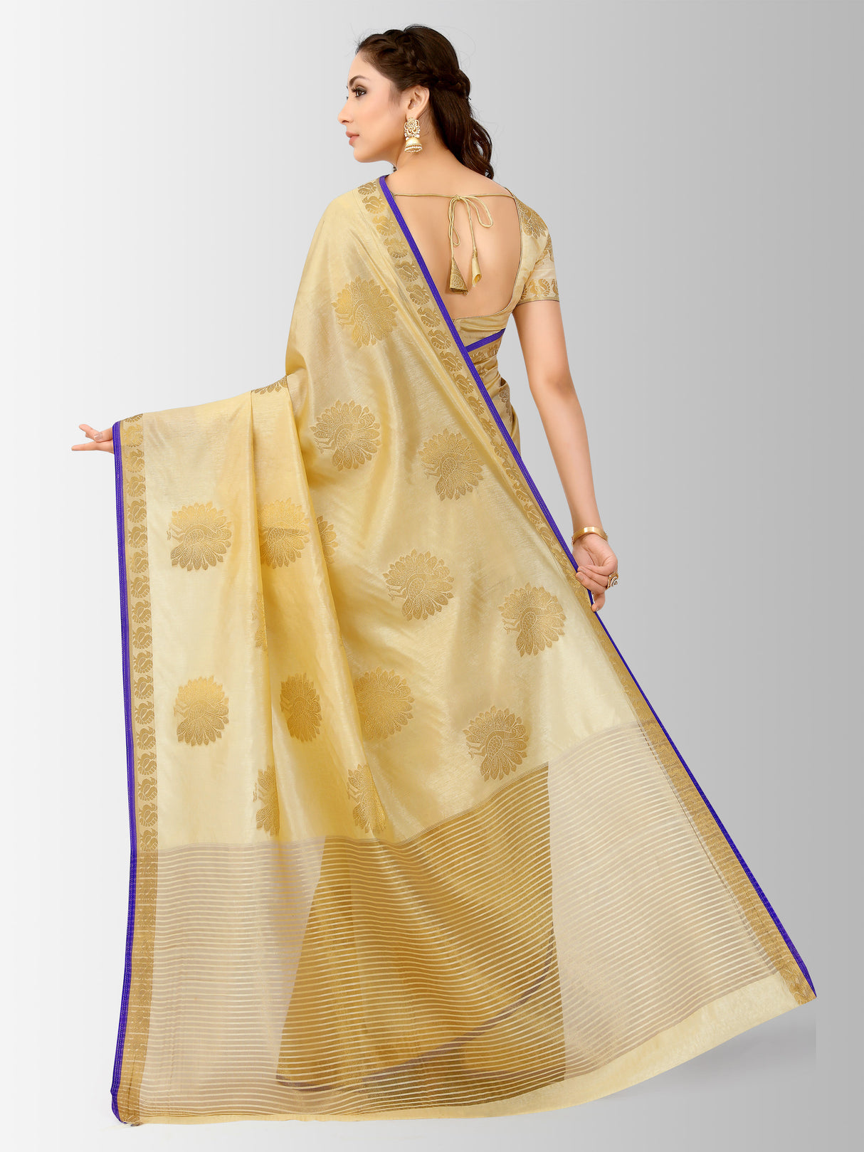Mimosa Womens Tussar Silk Saree Kanjivaram style Tusser Color