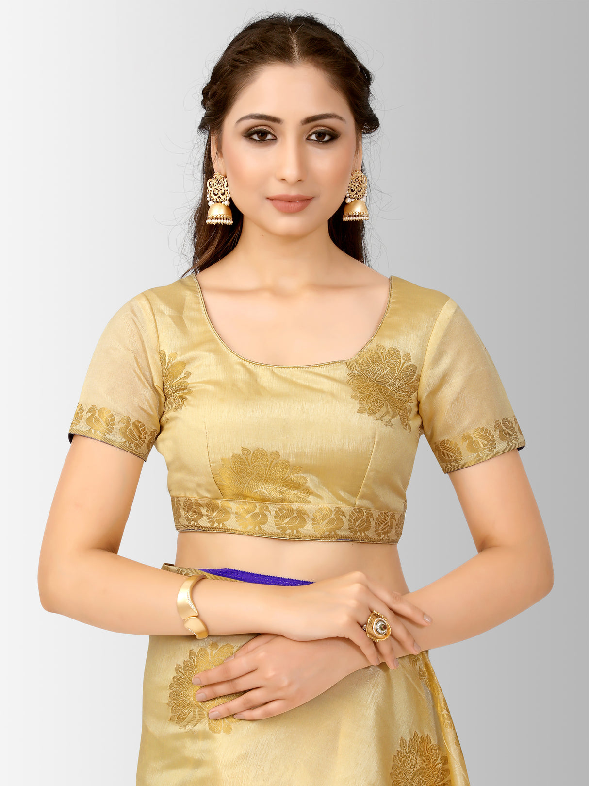 Mimosa Womens Tussar Silk Saree Kanjivaram style Tusser Color