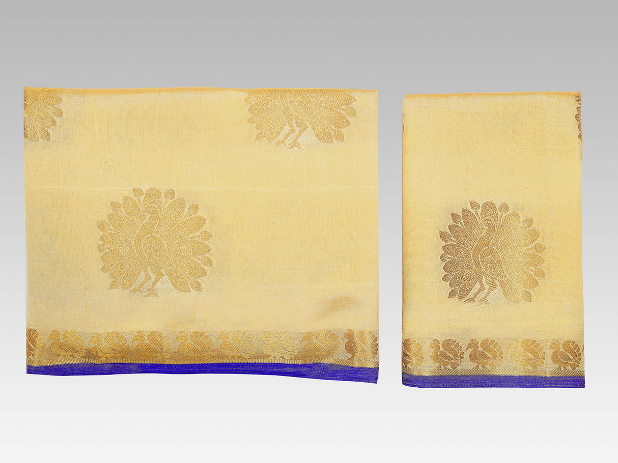 Mimosa Womens Tussar Silk Saree Kanjivaram style Tusser Color