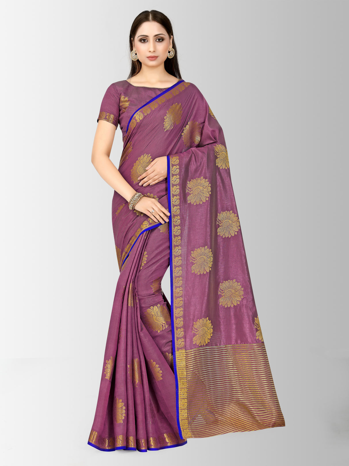 Mimosa Womens Tussar Silk Saree Kanjivaram style Wine Color
