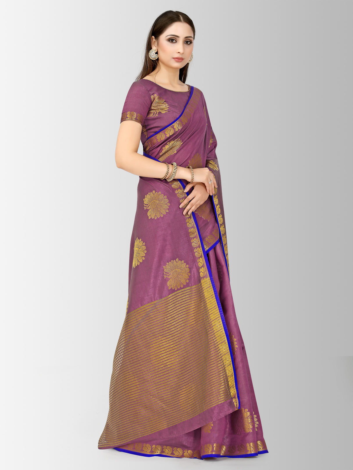 Mimosa Womens Tussar Silk Saree Kanjivaram style Wine Color
