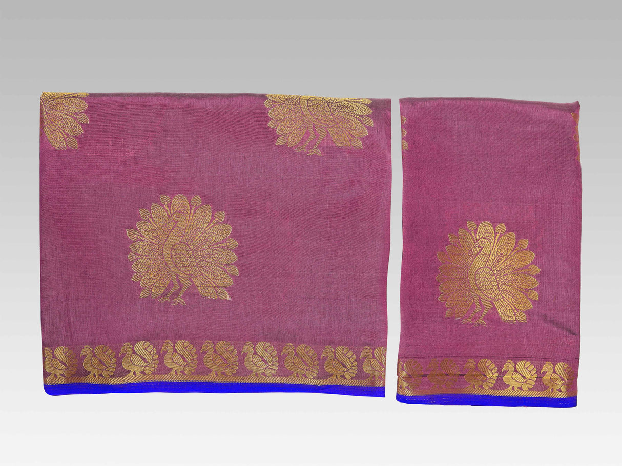 Mimosa Womens Tussar Silk Saree Kanjivaram style Wine Color