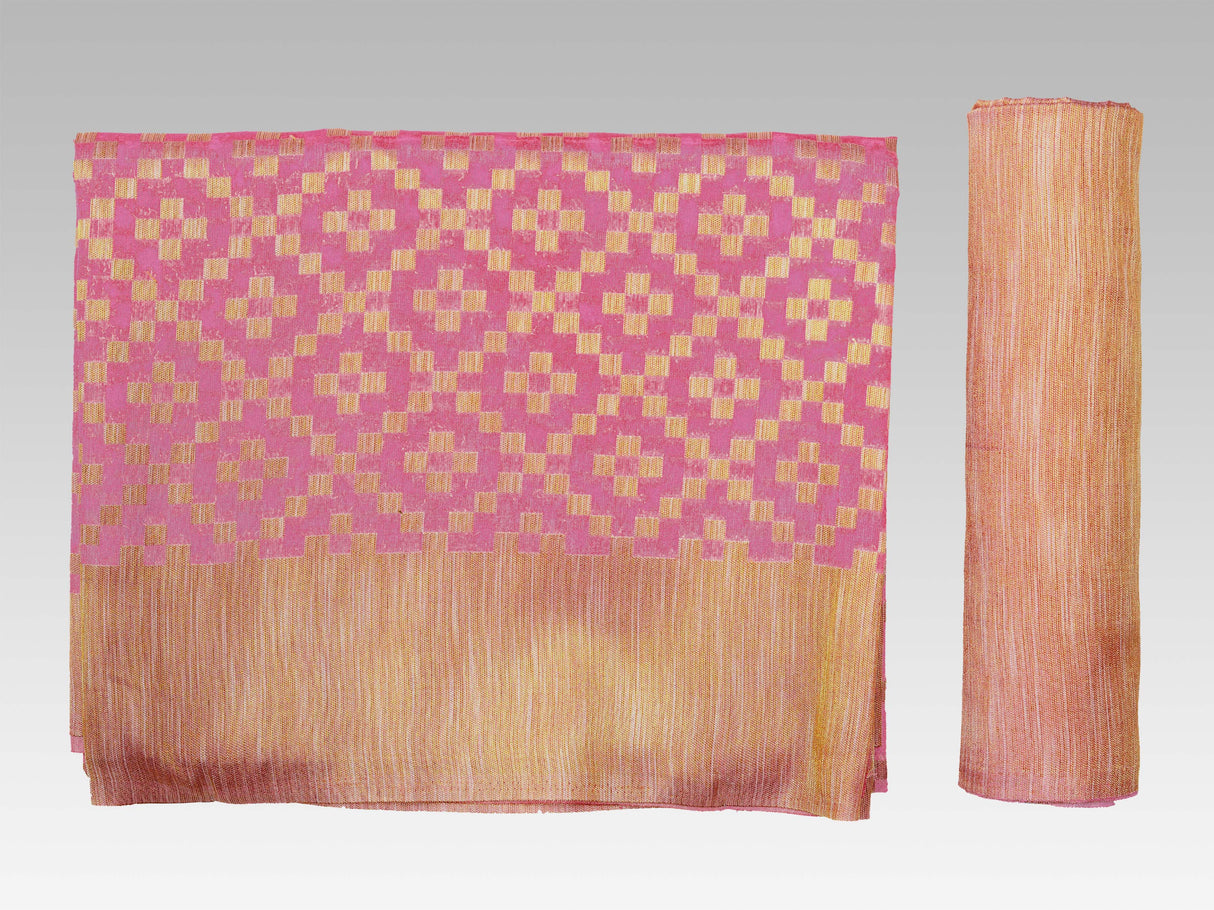 Mimosa Womens Art Silk Saree Patola Pink Color