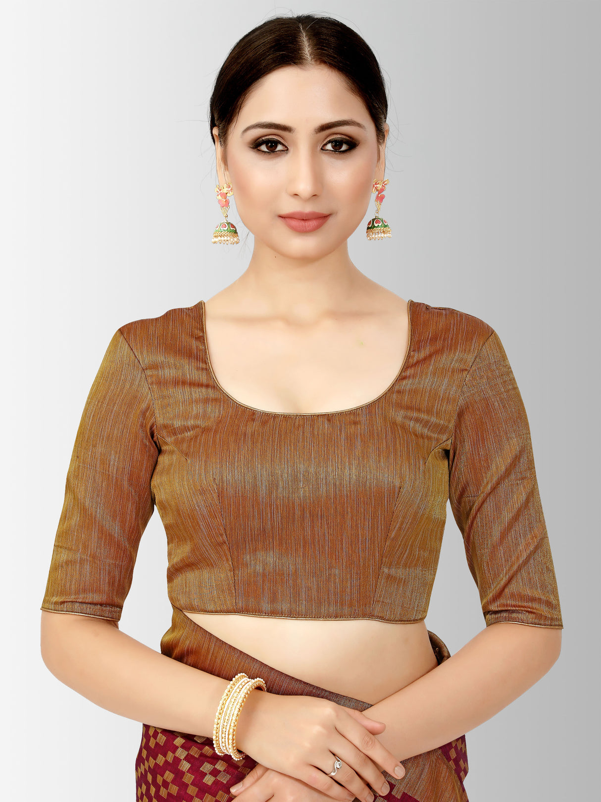 Mimosa Womens Art Silk Saree Patola Wine Color