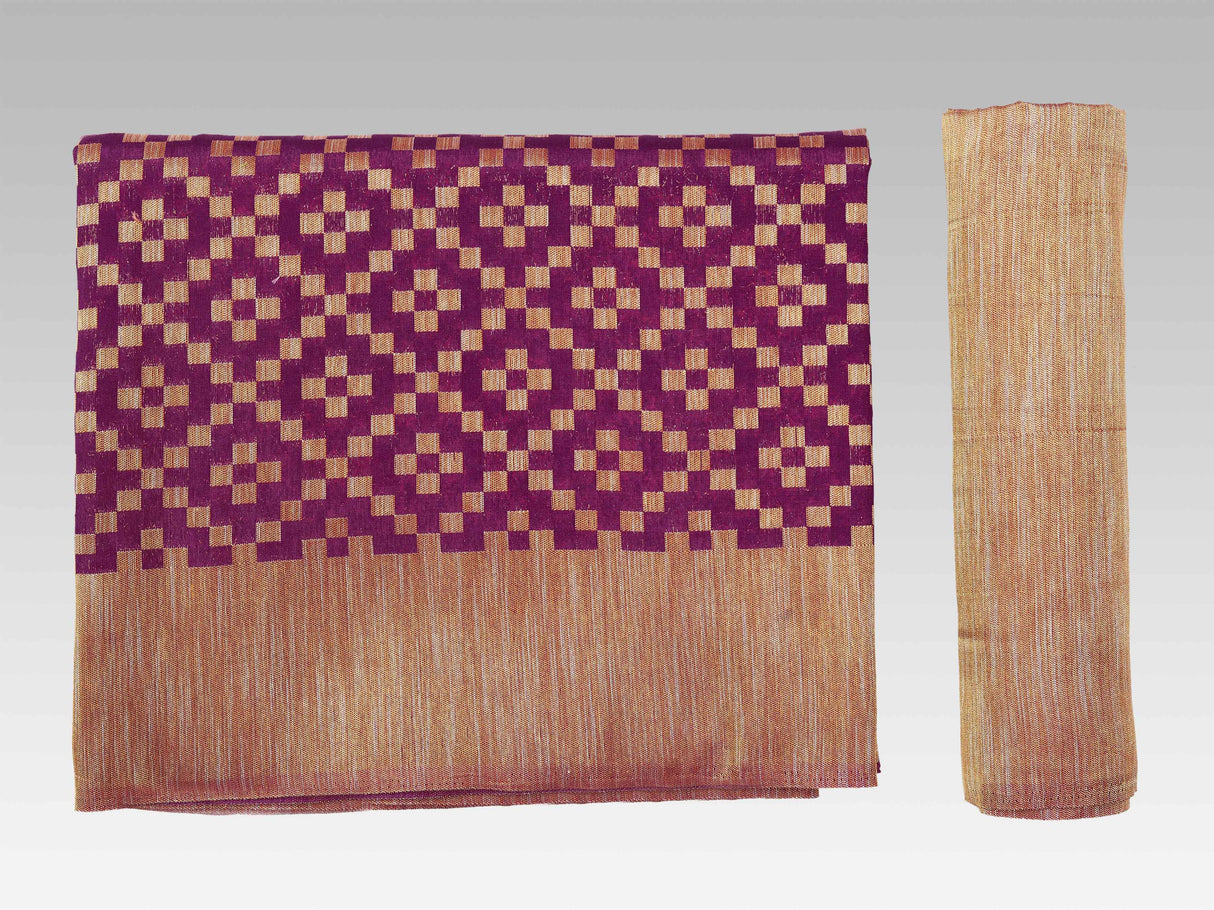 Mimosa Womens Art Silk Saree Patola Wine Color