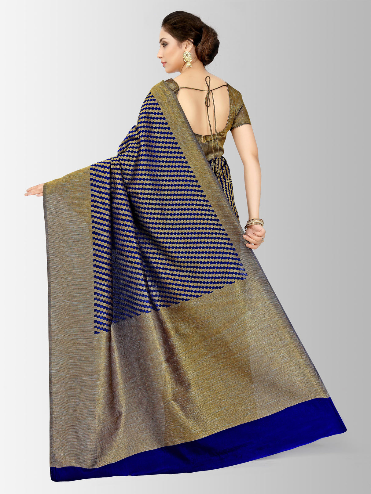Mimosa Womens Art Silk Saree Patola Navy Blue Color