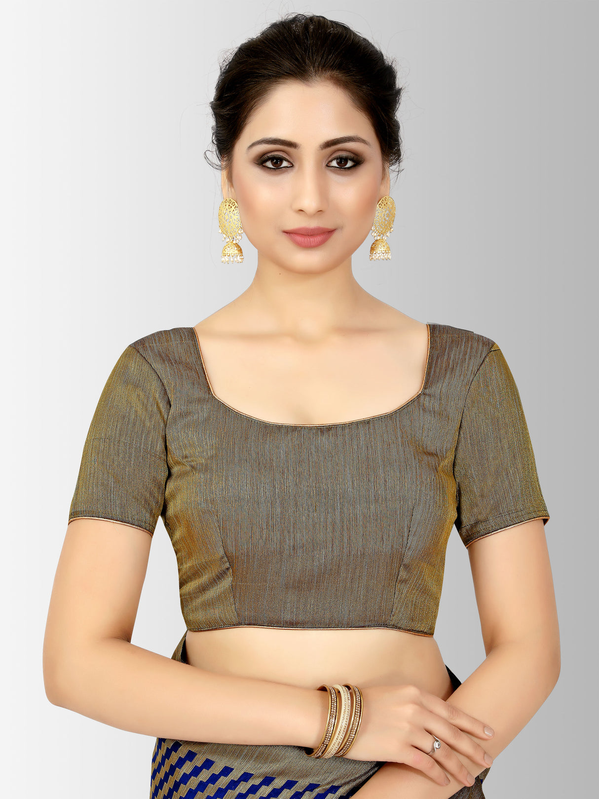 Mimosa Womens Art Silk Saree Patola Navy Blue Color