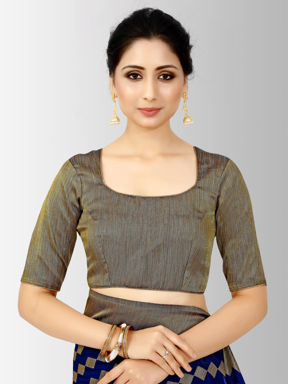 Mimosa Womens Art Silk Saree Patola Navy Blue Color