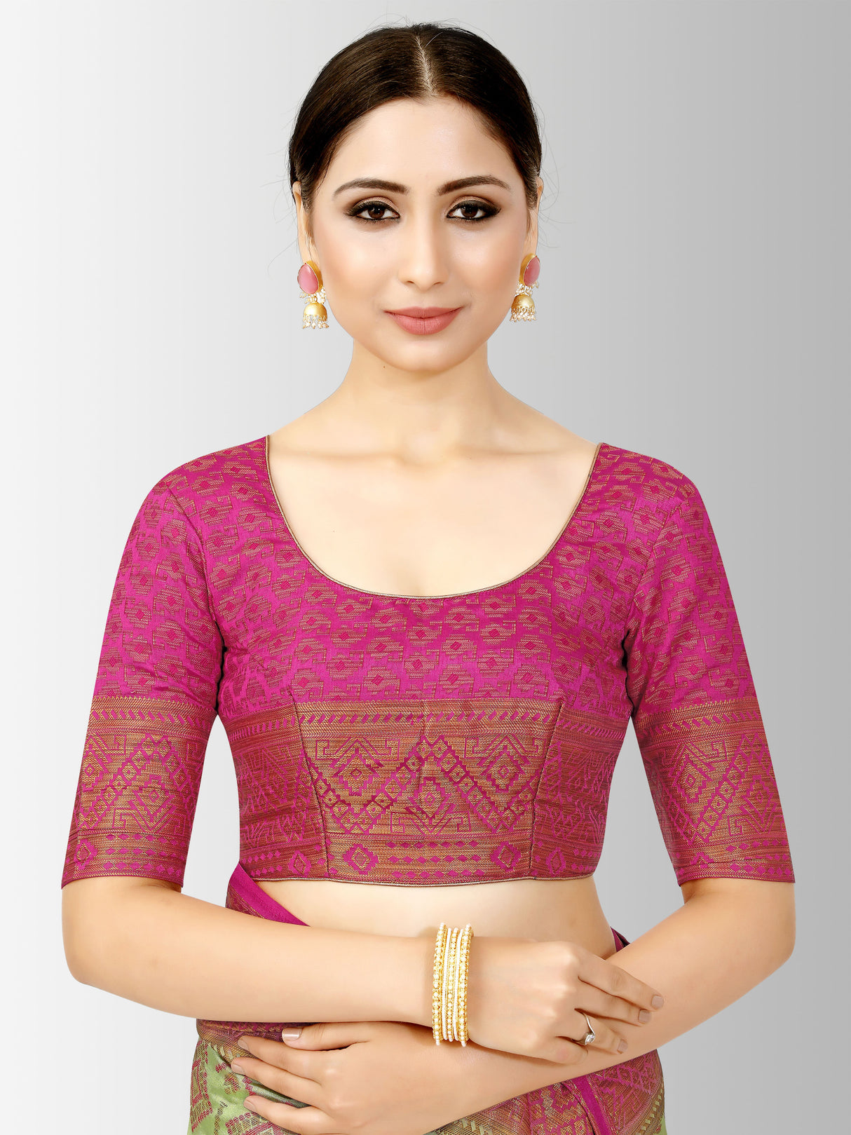 Mimosa Womens Art Silk Saree Patola style Pista Color