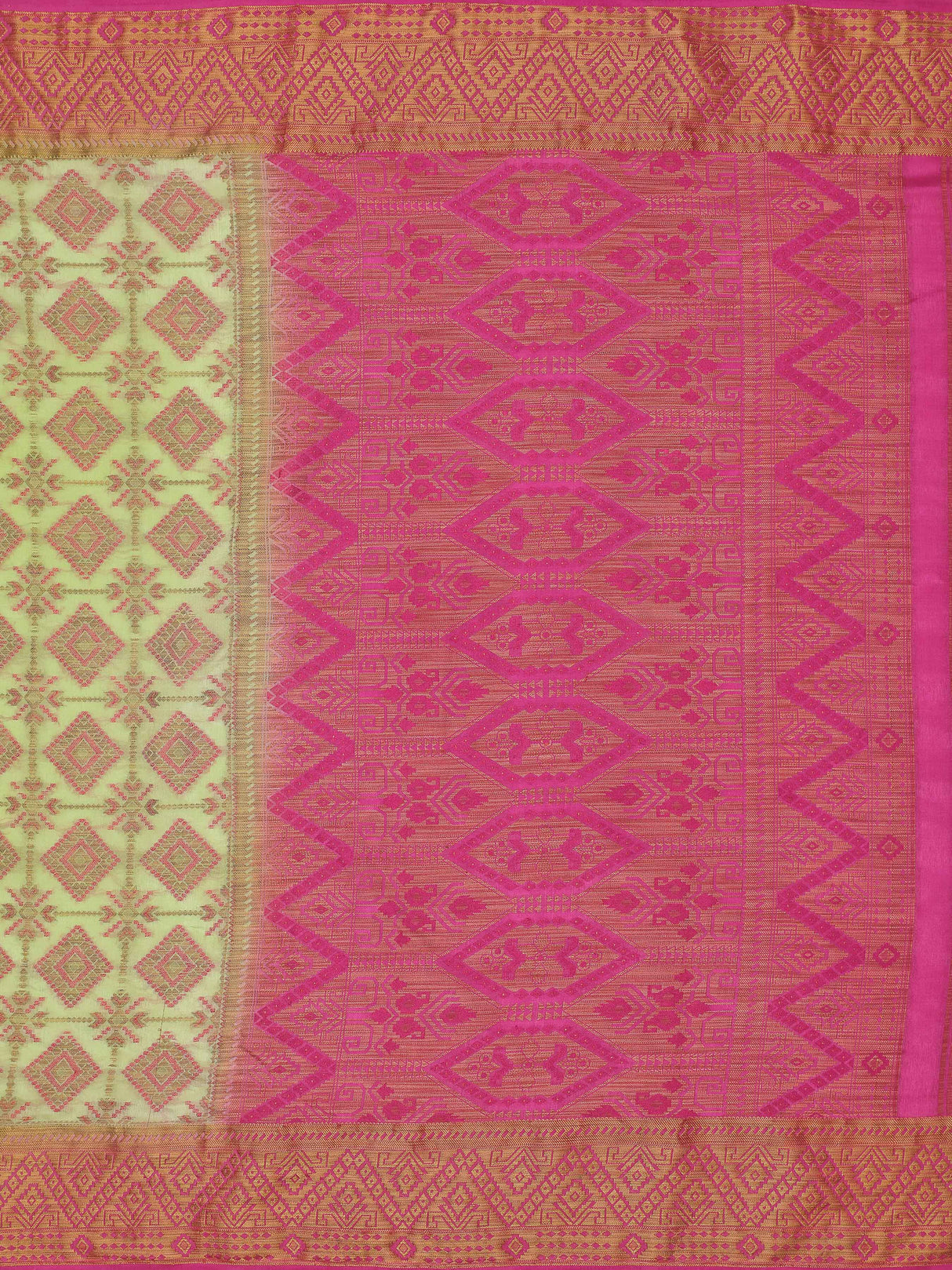 Mimosa Womens Art Silk Saree Patola style Pista Color