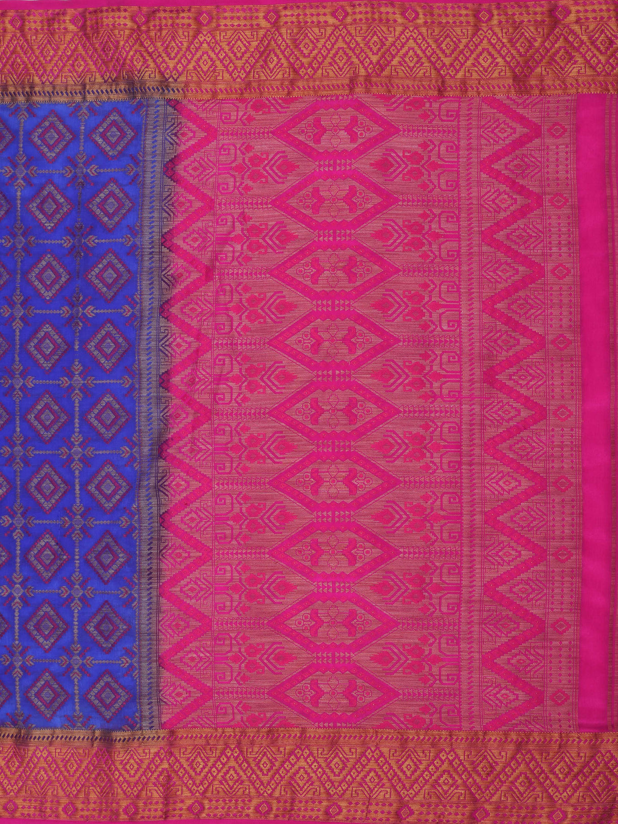 Mimosa Womens Art Silk Saree Patola style Royal Blue Color