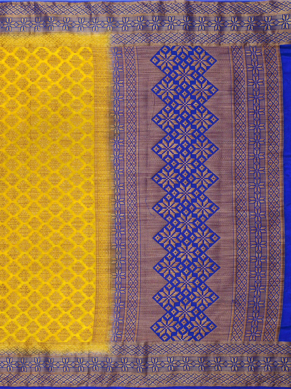 Mimosa Womens Art Silk Saree Patola Gold Color