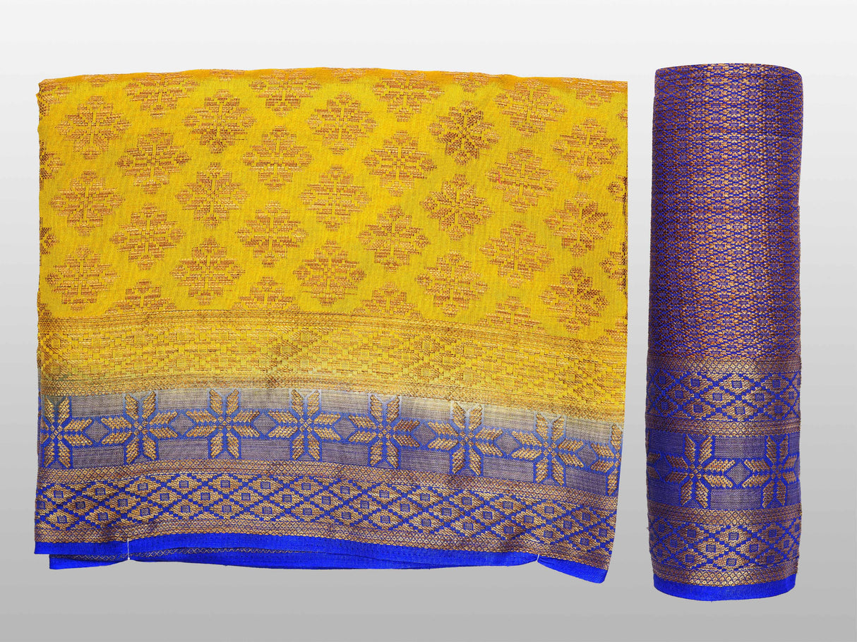Mimosa Womens Art Silk Saree Patola Gold Color