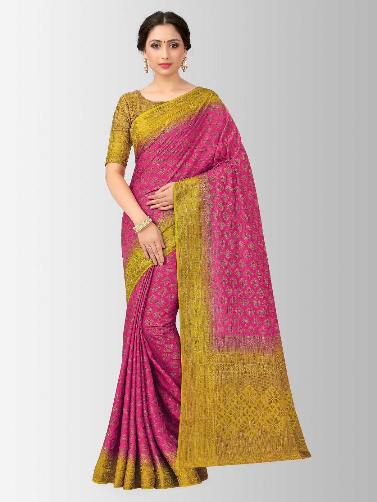 Mimosa Womens Art Silk Saree Patola Gajjari Color