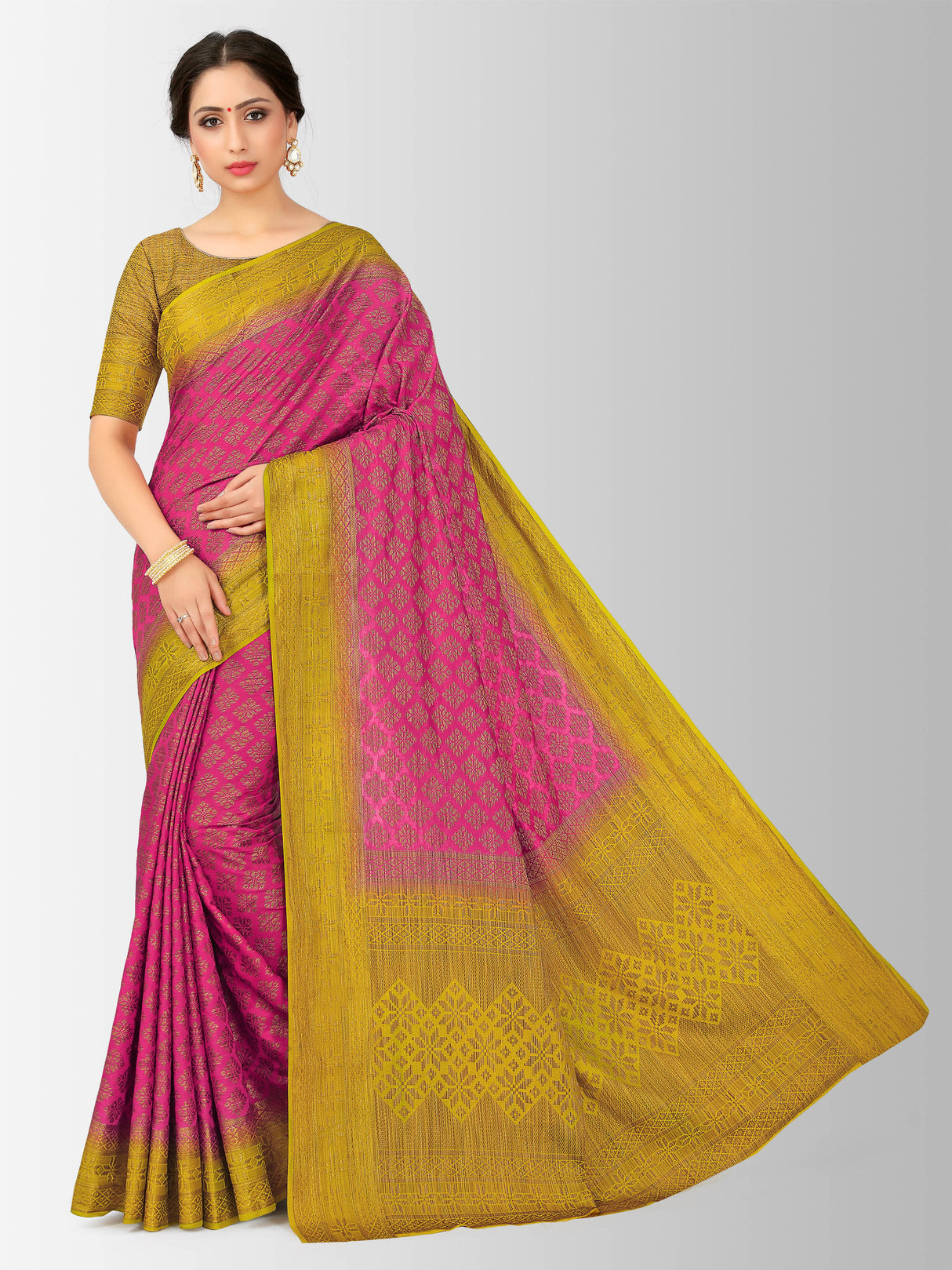 Mimosa Womens Art Silk Saree Patola Gajjari Color