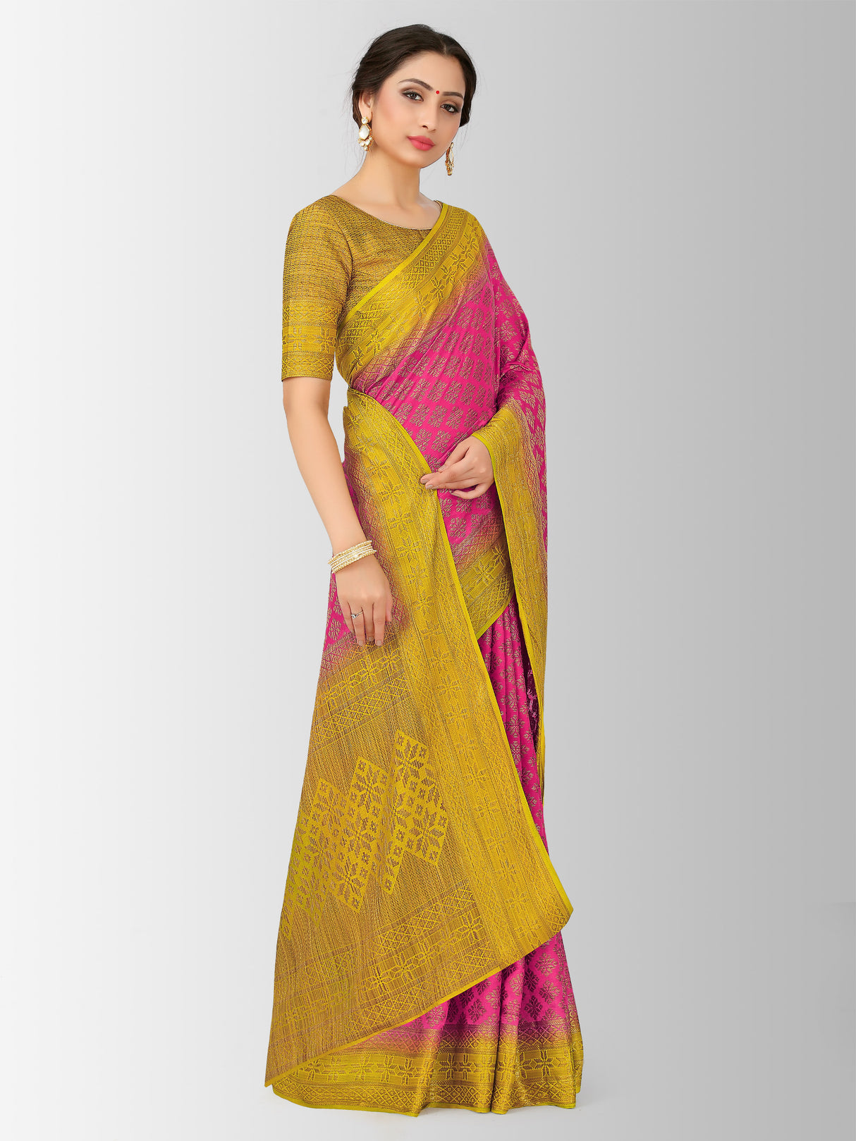 Mimosa Womens Art Silk Saree Patola Gajjari Color