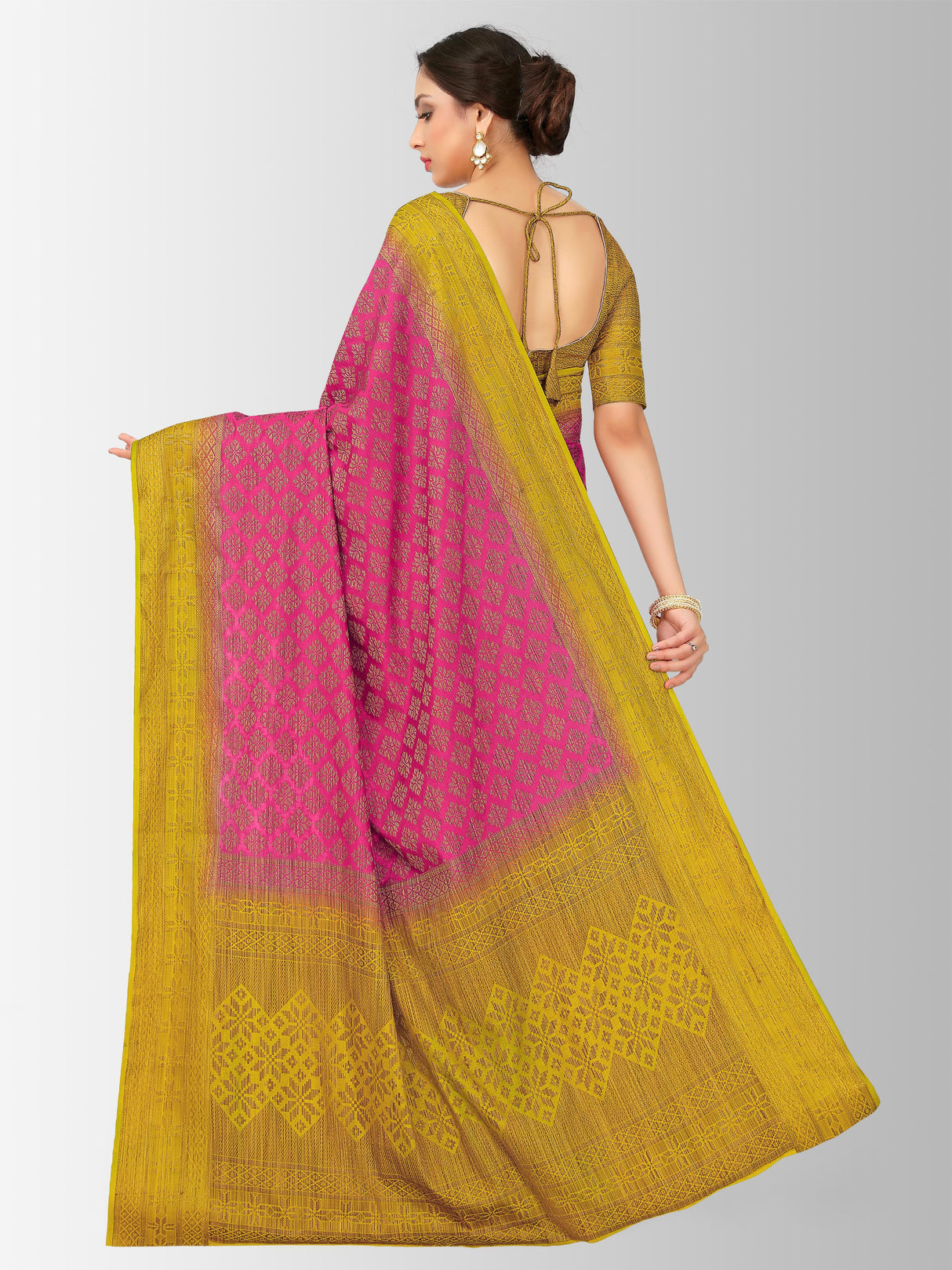 Mimosa Womens Art Silk Saree Patola Gajjari Color