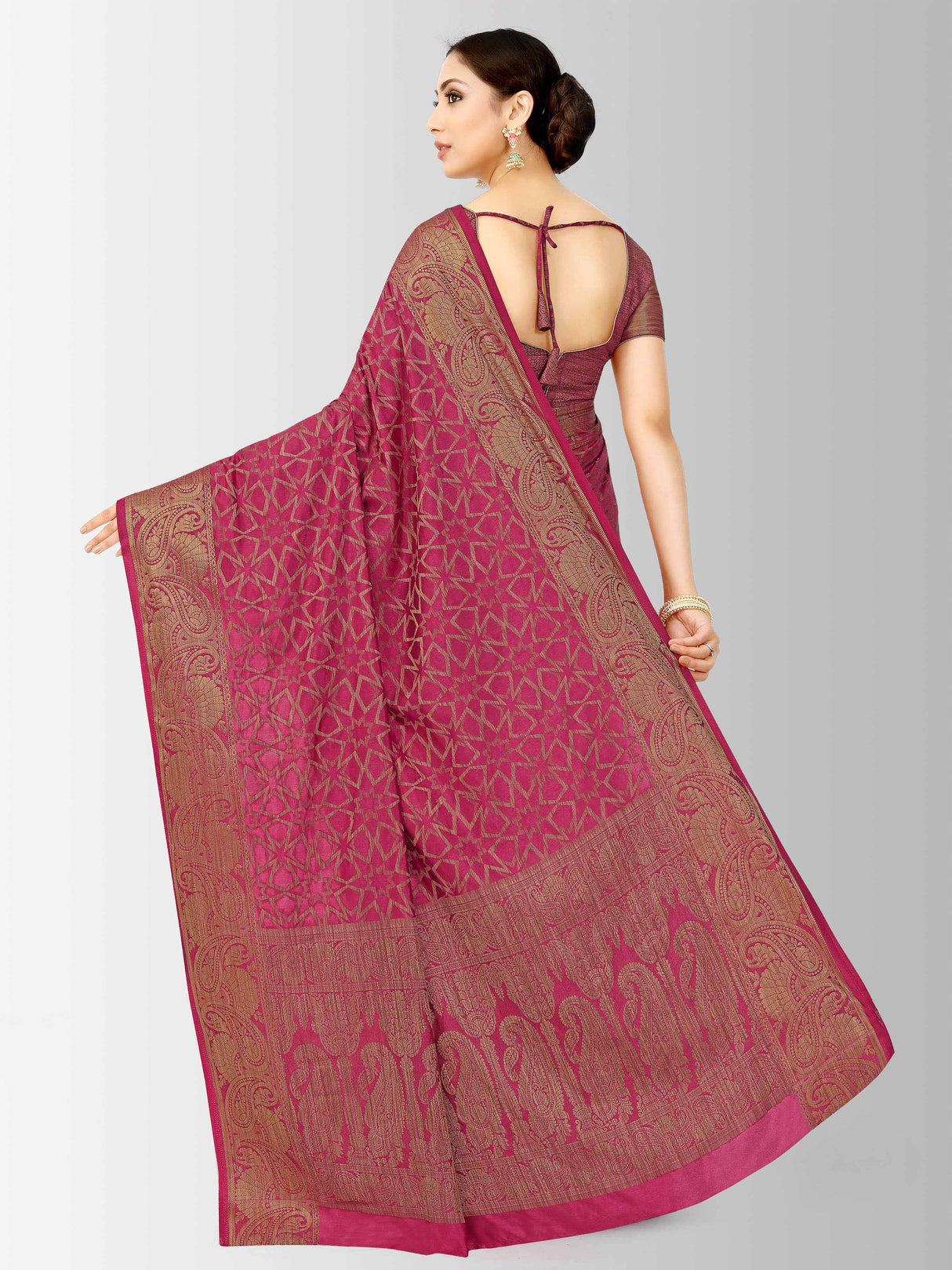 Mimosa Womens Art Silk Saree Patola Gajjari Color