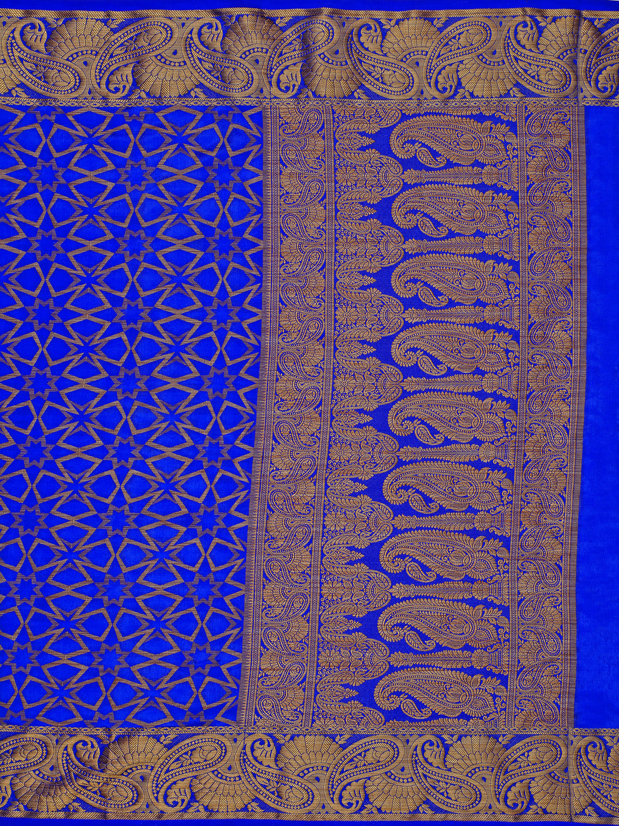 Mimosa Womens Art Silk Saree Patola Royal Blue Color