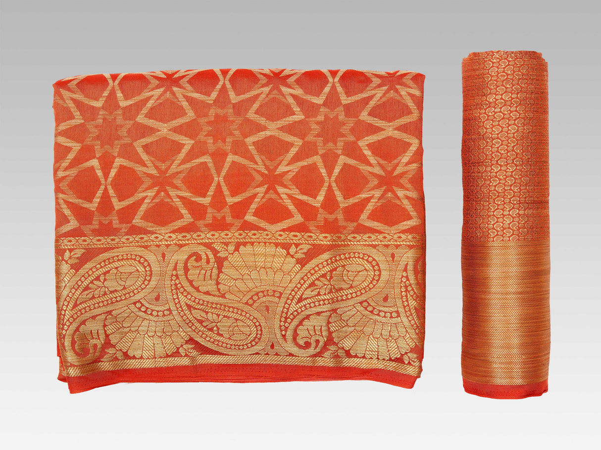 Mimosa Womens Art Silk Saree Patola Rust Color