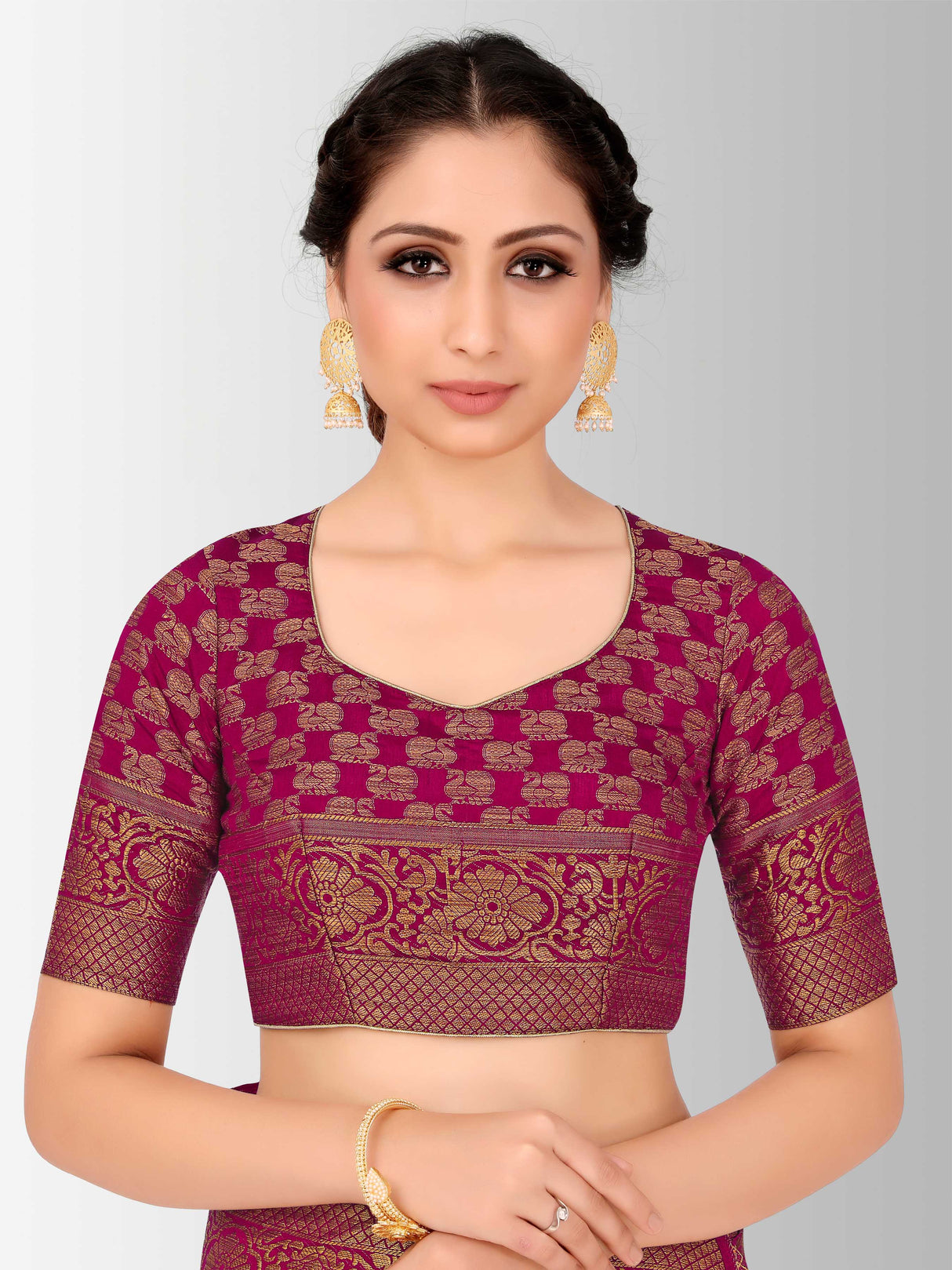 Mimosa Womens Art Silk Saree Patola Grey Color