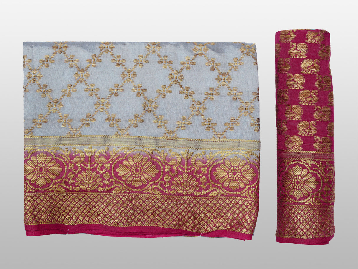 Mimosa Womens Art Silk Saree Patola Grey Color