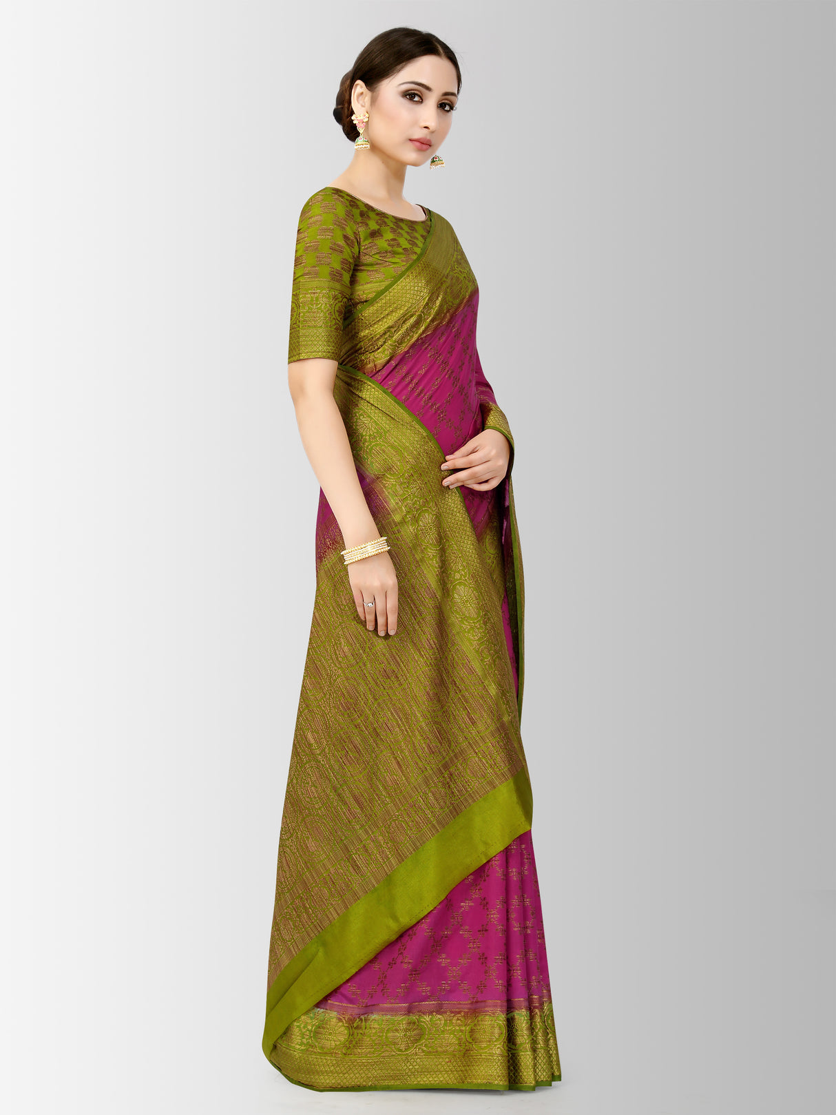 Mimosa Womens Art Silk Saree Patola Strawberry Color