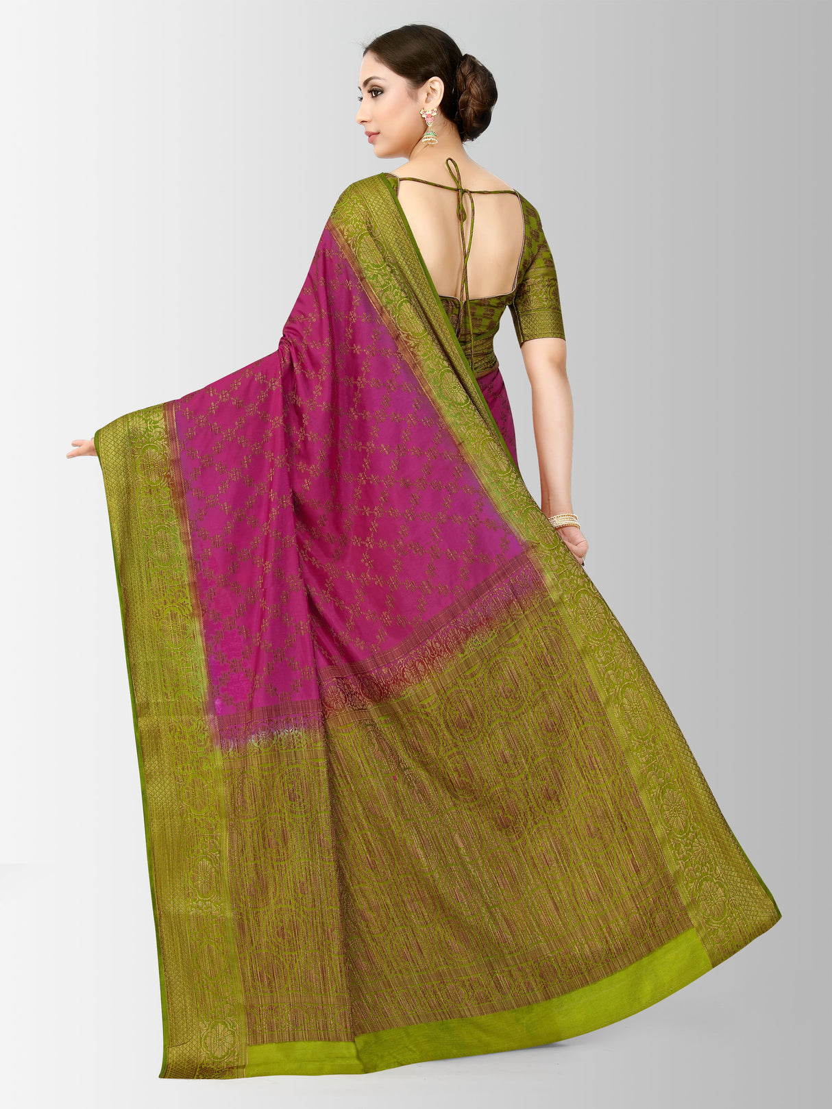 Mimosa Womens Art Silk Saree Patola Strawberry Color