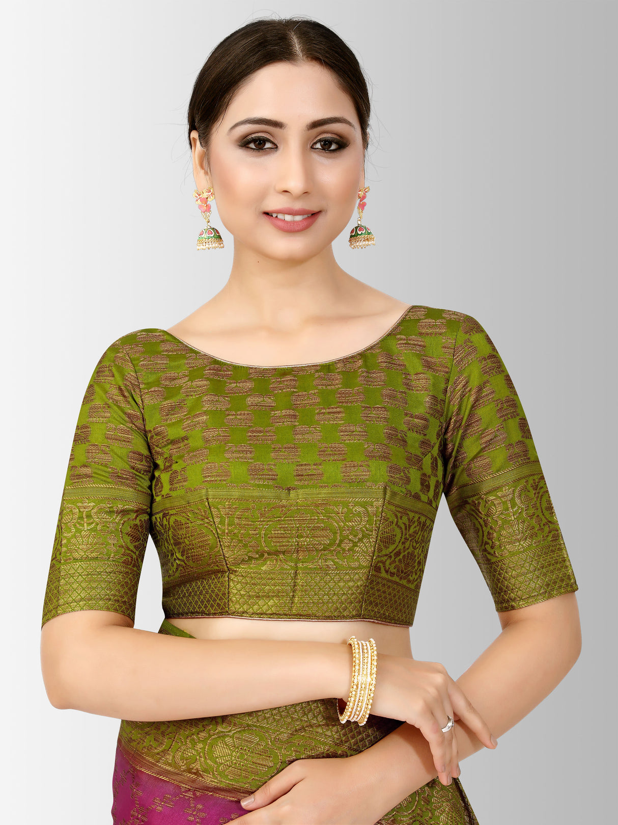 Mimosa Womens Art Silk Saree Patola Strawberry Color