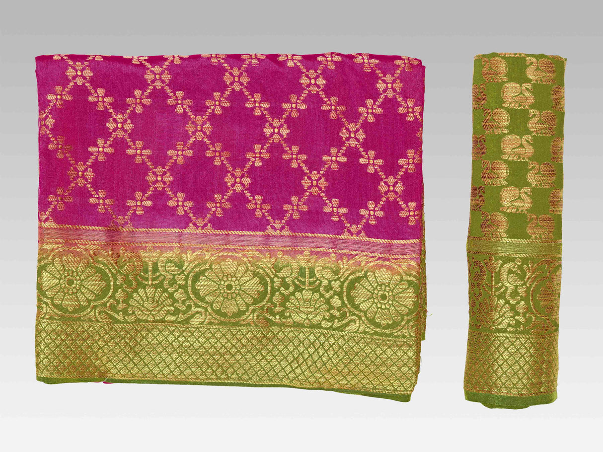 Mimosa Womens Art Silk Saree Patola Strawberry Color