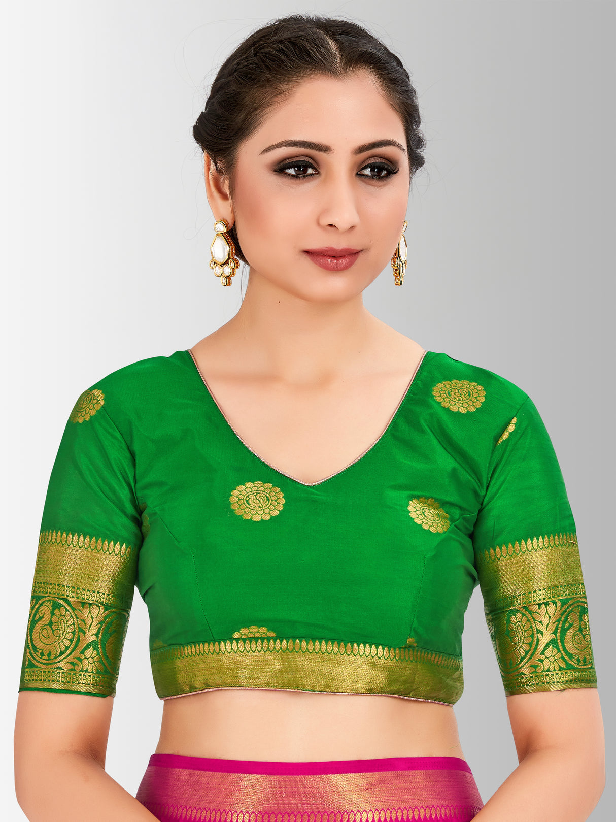 Mimosa Womens Crepe Saree Mysore Silk Rani Color