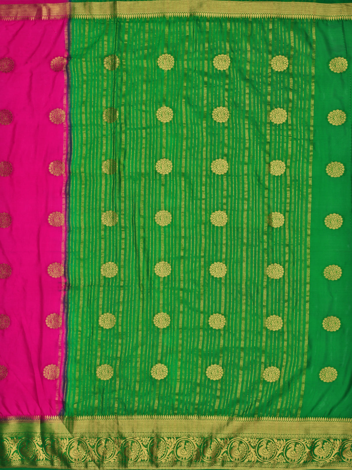 Mimosa Womens Crepe Saree Mysore Silk Rani Color