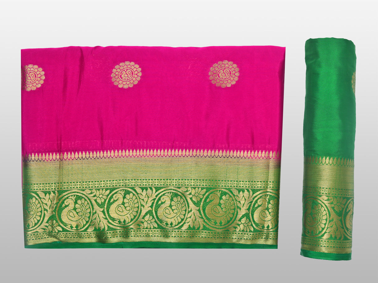 Mimosa Womens Crepe Saree Mysore Silk Rani Color