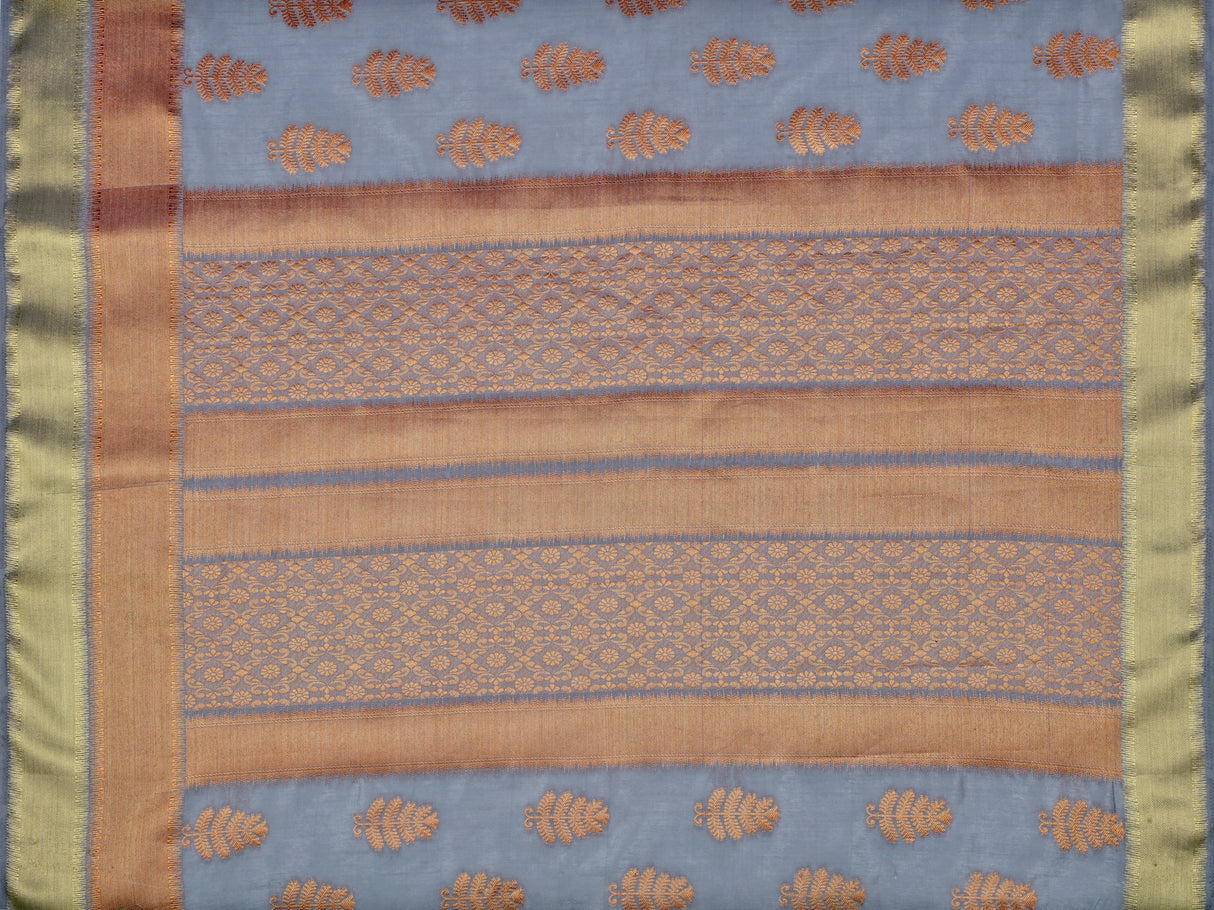 Mimosa Womens Tussar Silk Saree Banarasi style Grey Color