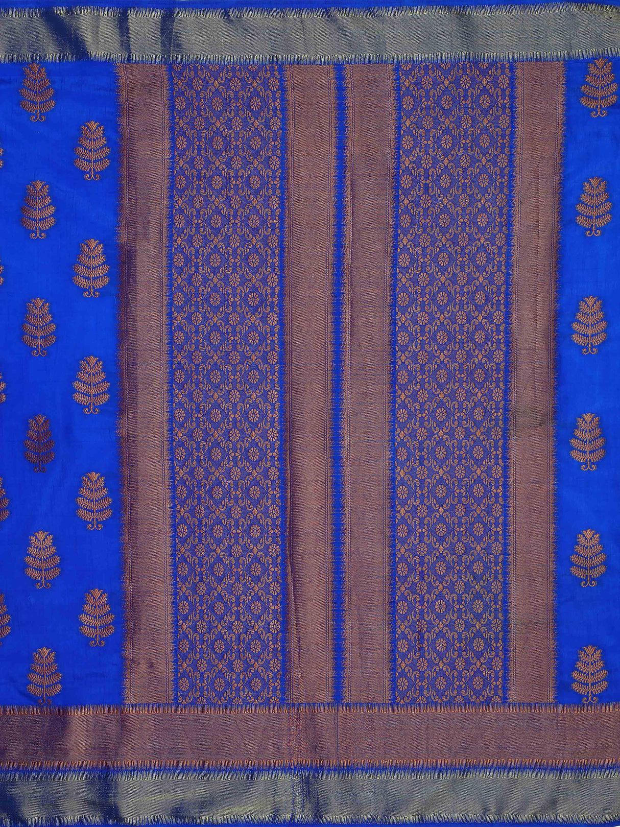 Mimosa Womens Tussar Silk Saree Banarasi style Royal Blue Color