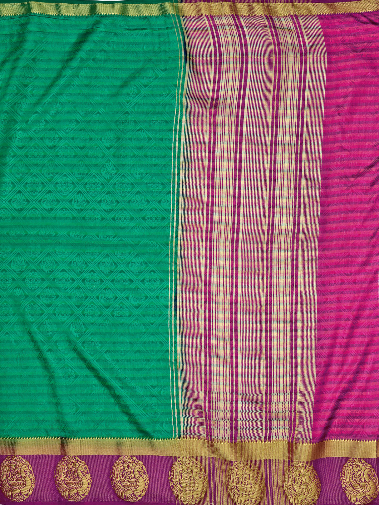 Mimosa Womens Art Silk Saree Kanjivaram Rama Color