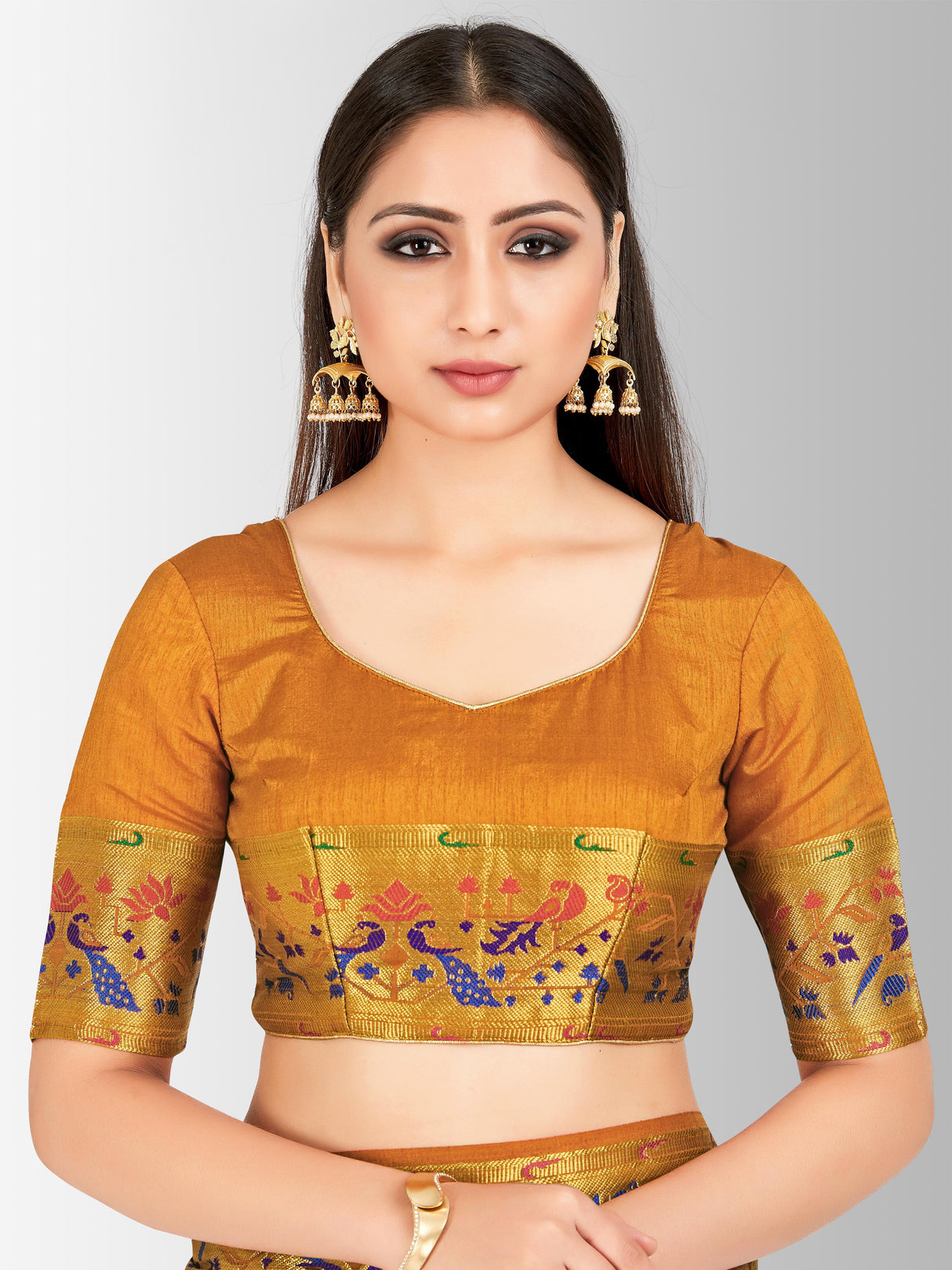 Mimosa Womens Art Silk Saree Paithani BGreen Color