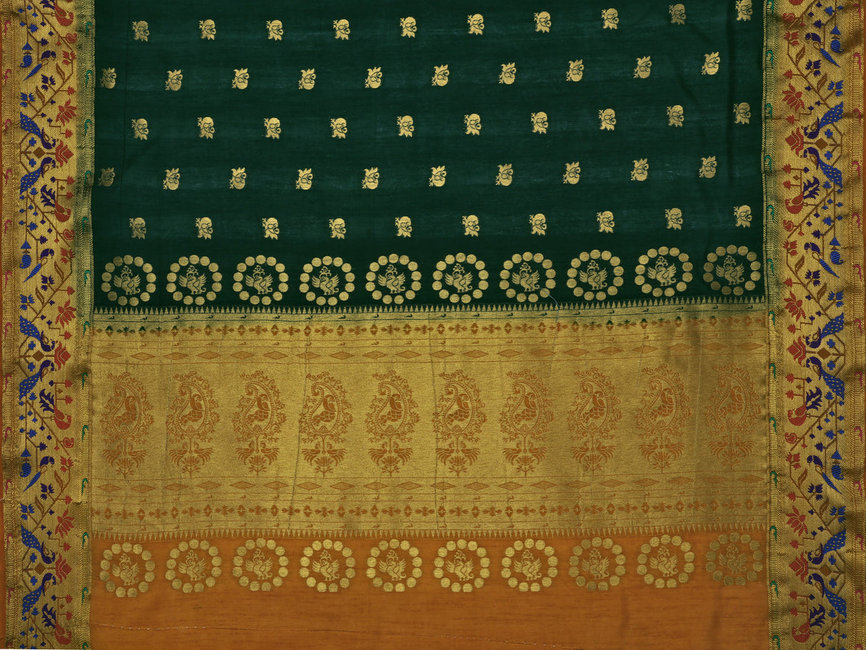 Mimosa Womens Art Silk Saree Paithani BGreen Color