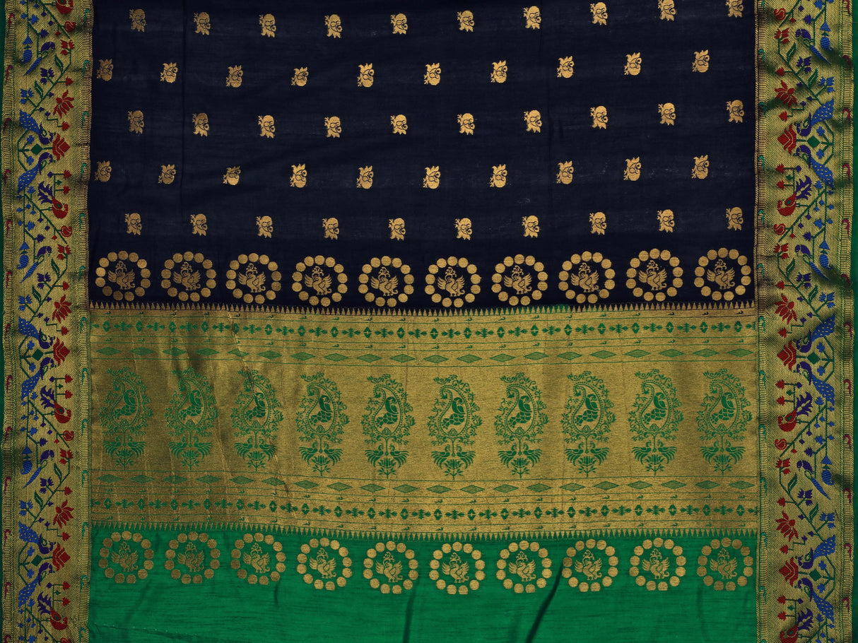 Mimosa Womens Art Silk Saree Paithani Black Color