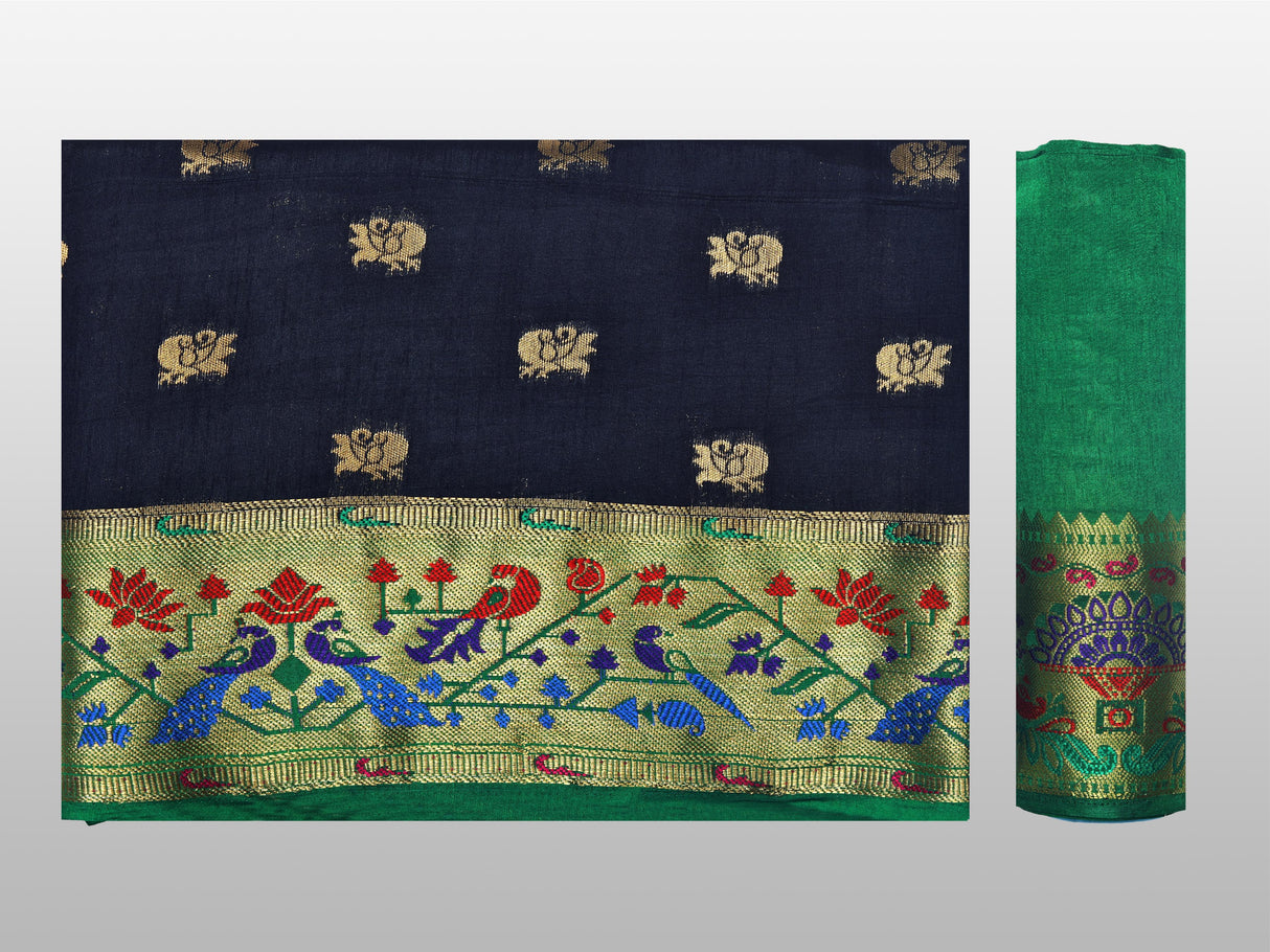 Mimosa Womens Art Silk Saree Paithani Black Color