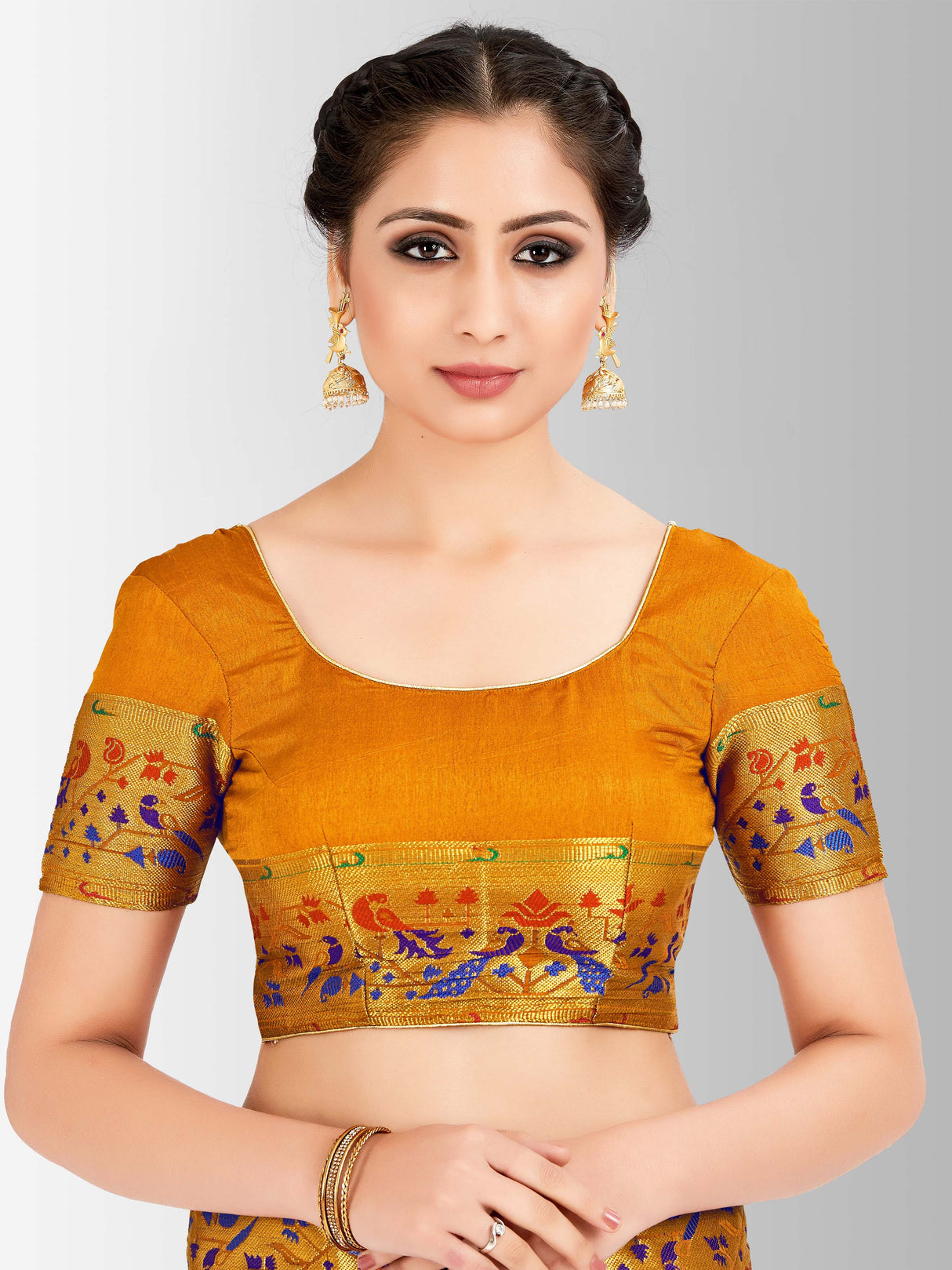 Mimosa Womens Art Silk Saree Paithani Royal Blue Color