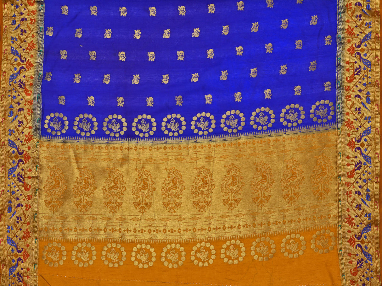 Mimosa Womens Art Silk Saree Paithani Royal Blue Color