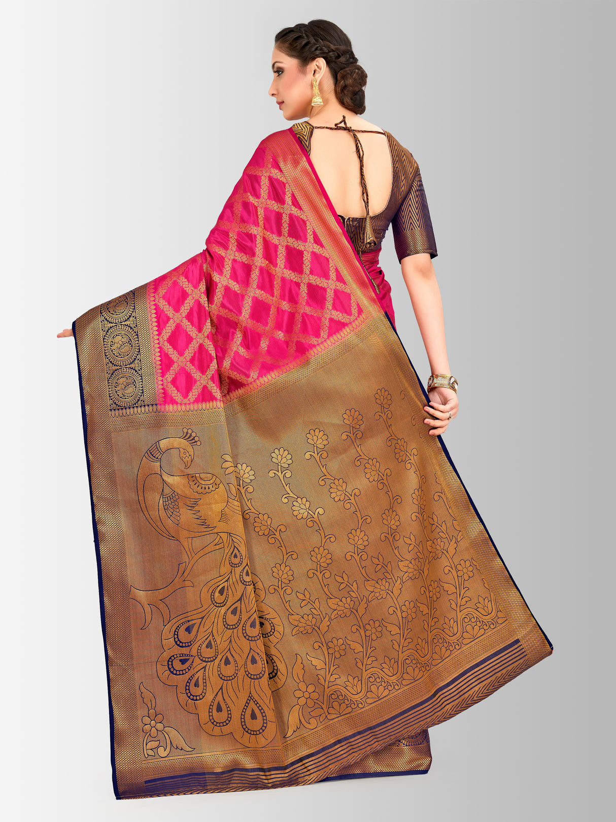 Mimosa Womens Art Silk Saree Kanjivaram Rani Color