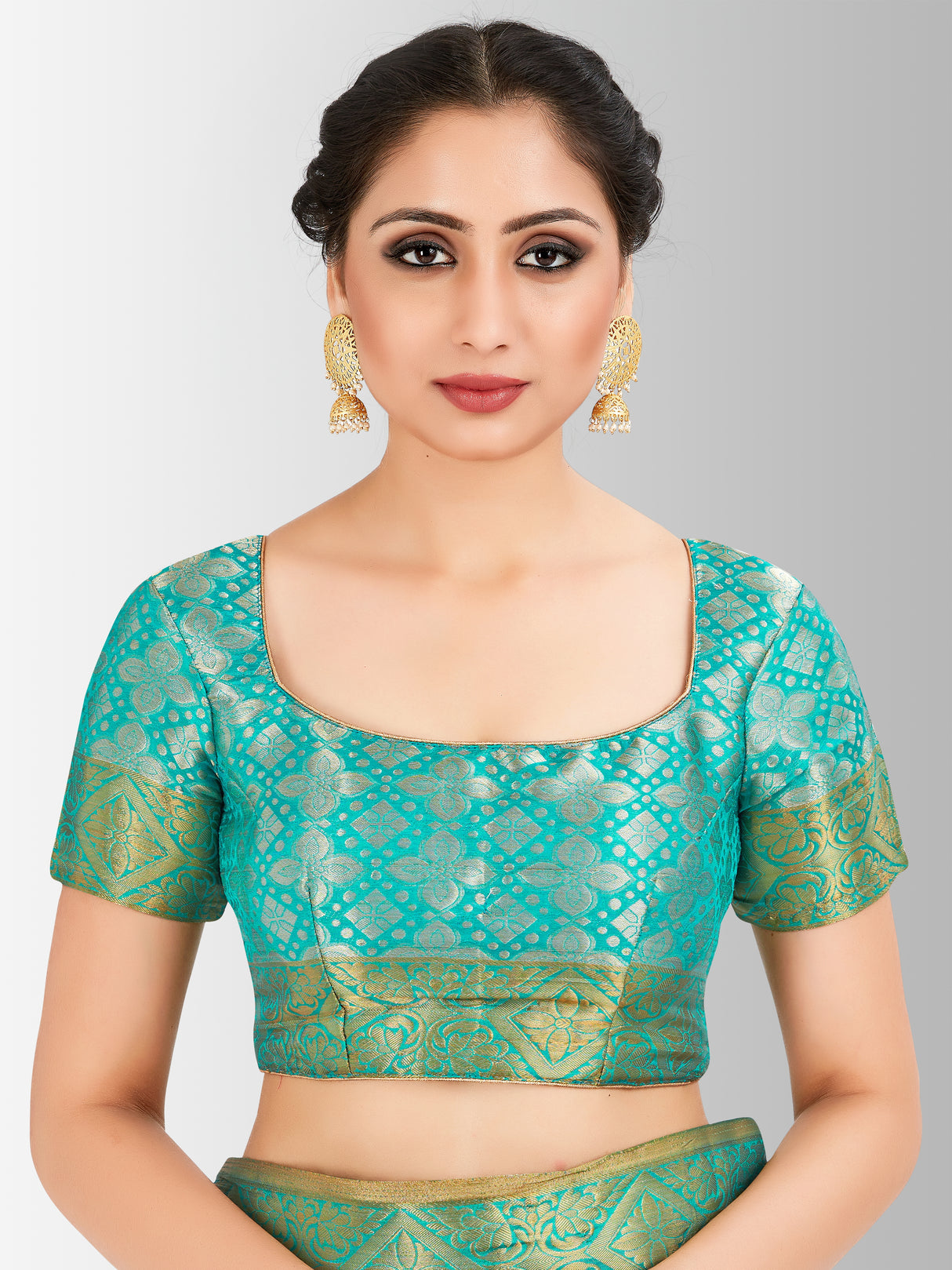 Mimosa Womens Art Silk Saree Kanjivaram Saffire Color