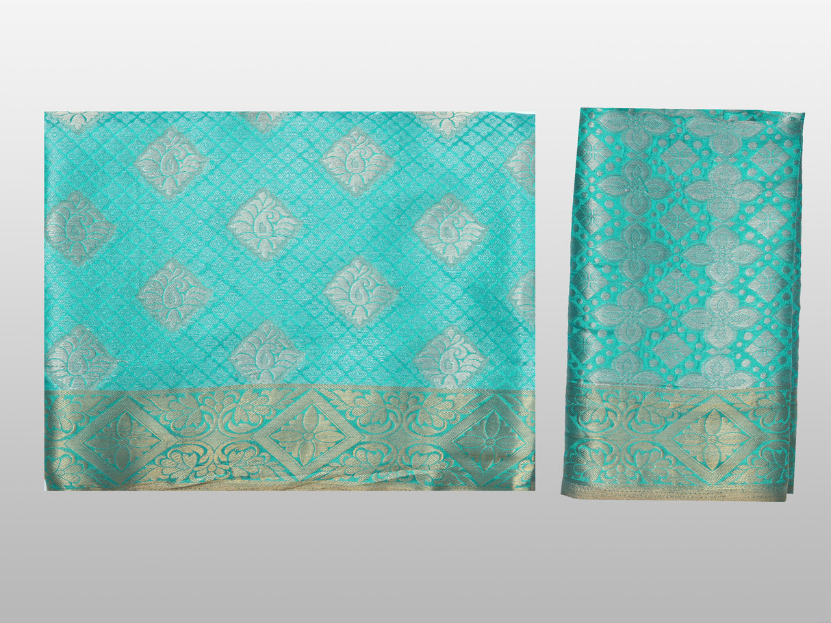 Mimosa Womens Art Silk Saree Kanjivaram Saffire Color